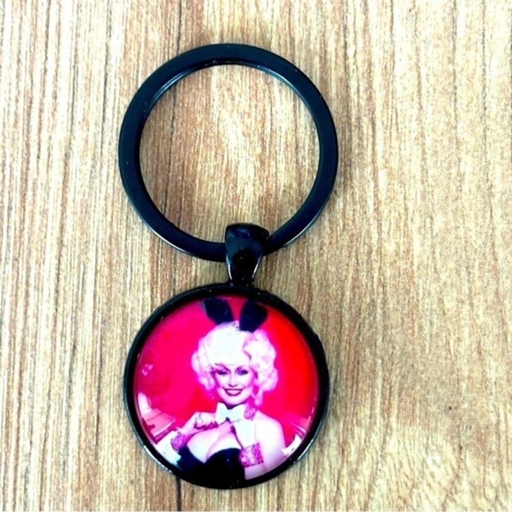 Dolly Parton Black Keychain, Handmade, NWT
